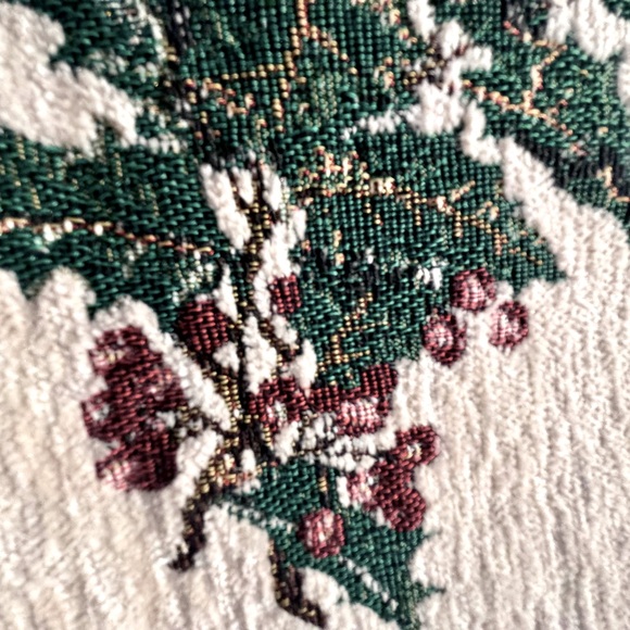 Christmas Tapestry Table Runner Winter Pattern. Mistletoe, Holly Berries - Picture 8 of 9